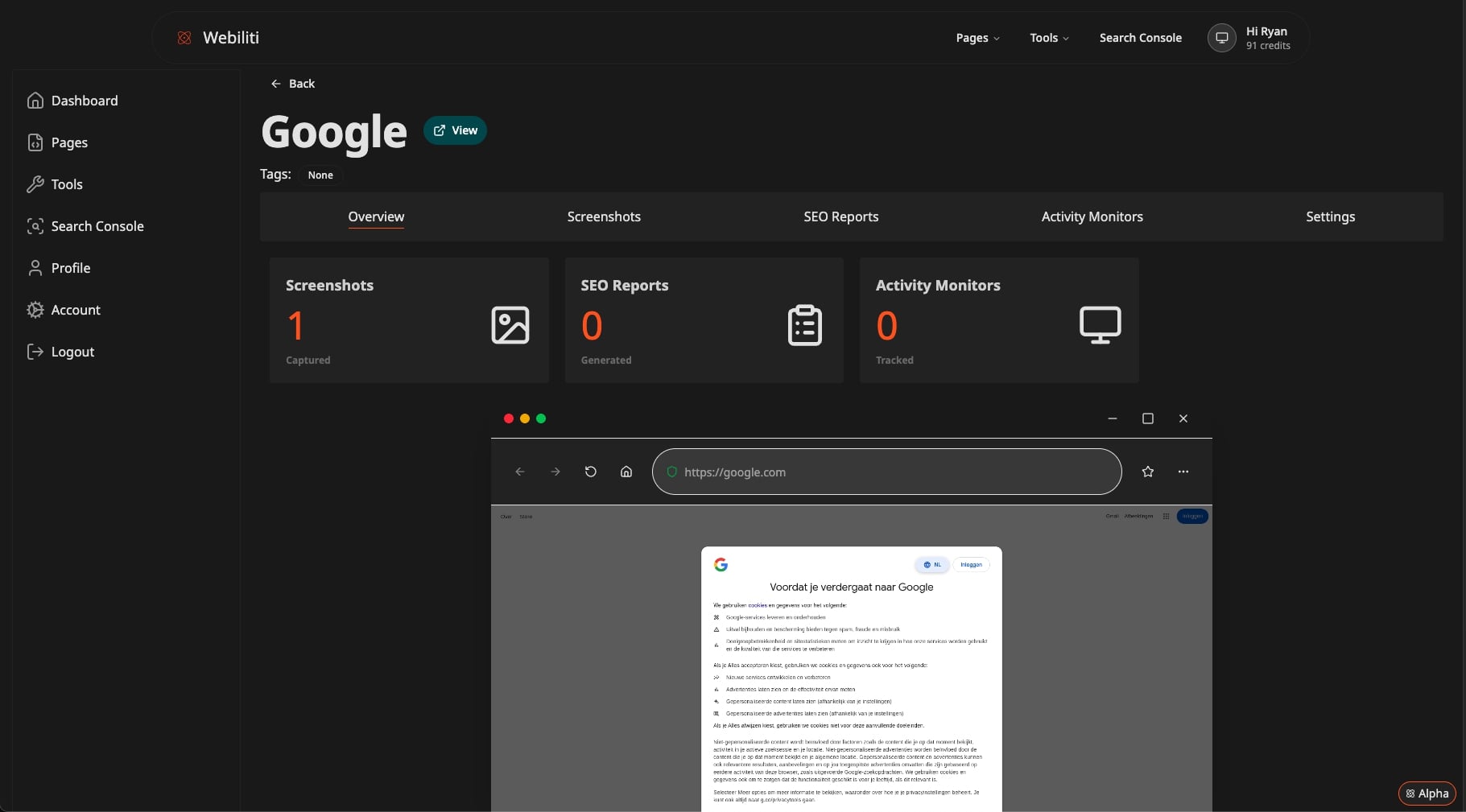 Visual testing preview